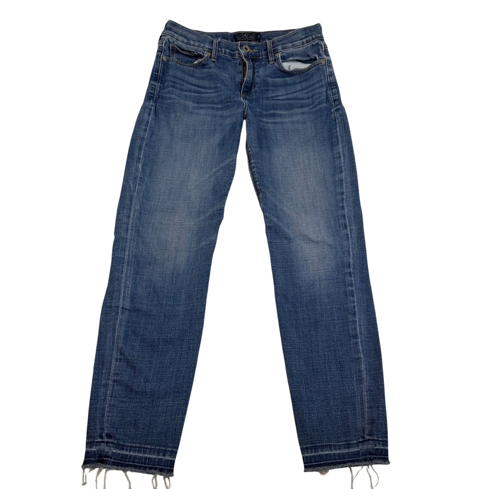 Lucky Brand Bridgette Skinny Jeans 4/27 Medium Wash Blue Raw Hem High Rise